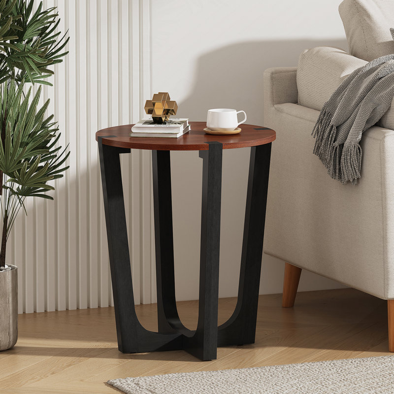 Table d'appoint en bois massif ACACIA, brun et noir