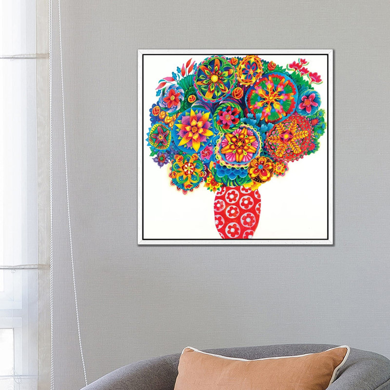 Cause For Celebration by Imogen Skelley - Painting on Canvas, White Framed, 66.04cm H x 66.04cm W x 3.81cm D