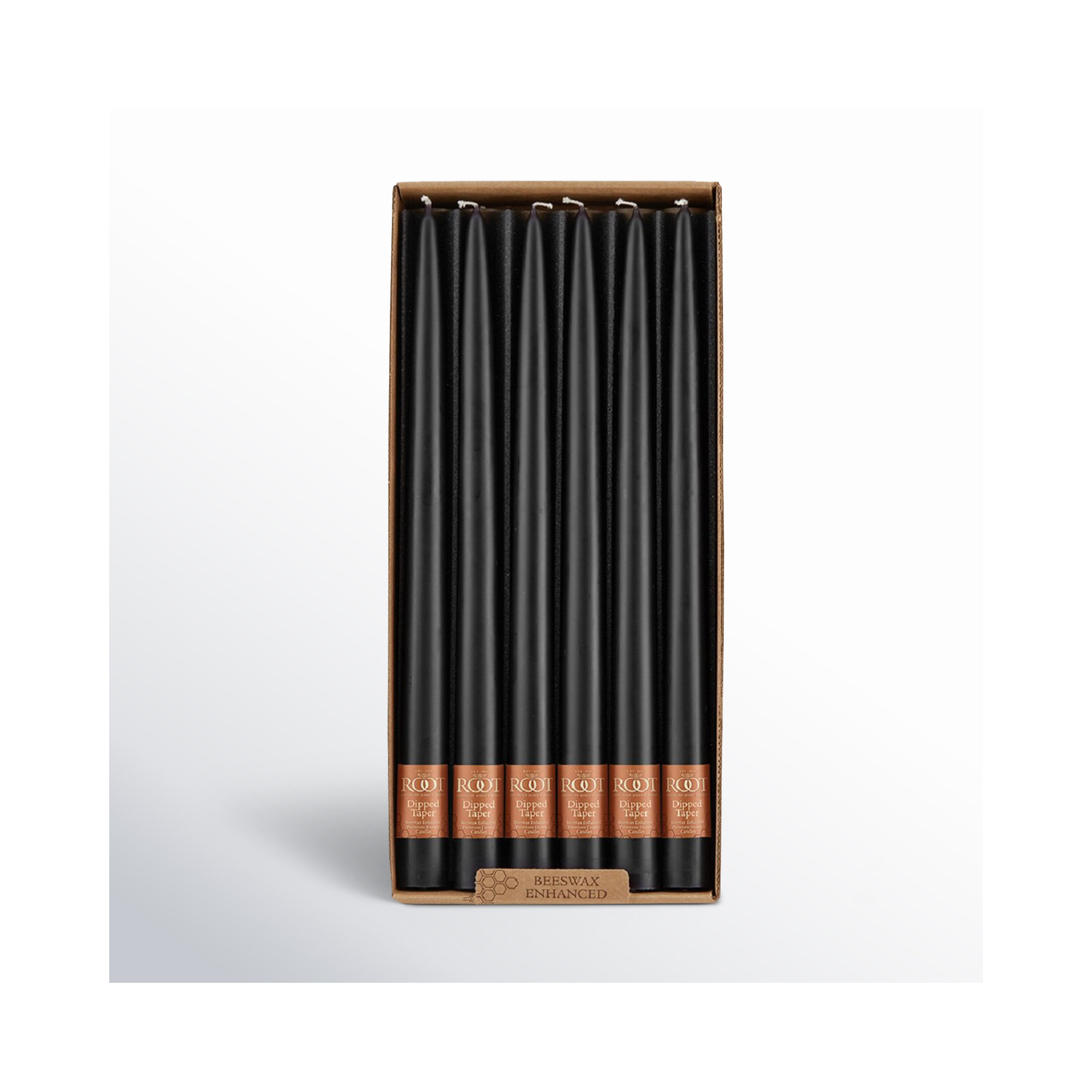 12 Piece Unscented Taper Candle Set, 12" H x 0.88" W x 0.88" D, Black