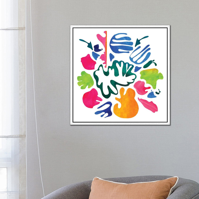 Homage To Matisse V by Pamela Staker - Painting on Canvas, White Framed, 66.04 cm H x 66.04 cm W