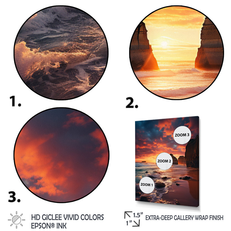 Australie, douze apôtres majestueux II sur toile, H 20 po x l 12 po x P 1 po, Cadre flottant blanc