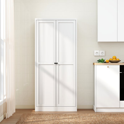 Organisateur de garde-manger autoportant en métal blanc de 61 po, 4 tablettes réglables, 110 lb par tablette, 30 minutes d'installation, teinture, cuisine compacte avec capacité de 110 lb, assemblage, coffre-fort familial, magnétique silencieux