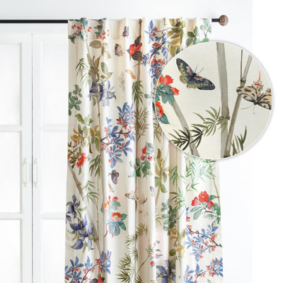 Maison d' Hermine Curtains for Living Room 100% Cotton 96 inch Length One Panel Light Filtering Curtains for Windows with Rod and Loop Pockets Valentines Day Gifts (Canne - Light Beige, 50"W x 96"L)