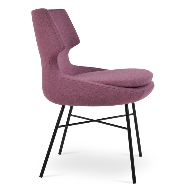 Patara Cross Side Chair, Wool Dusty Rose