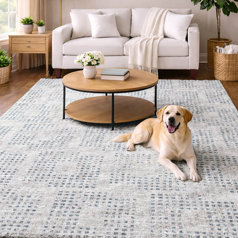 Premium Machine Washable Dream Shag  Squares Rug, Silver, 8' x 10'