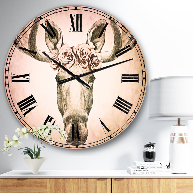 Orignal avec couronne florale Designart - Horloge murale traditionnelle, Moyen