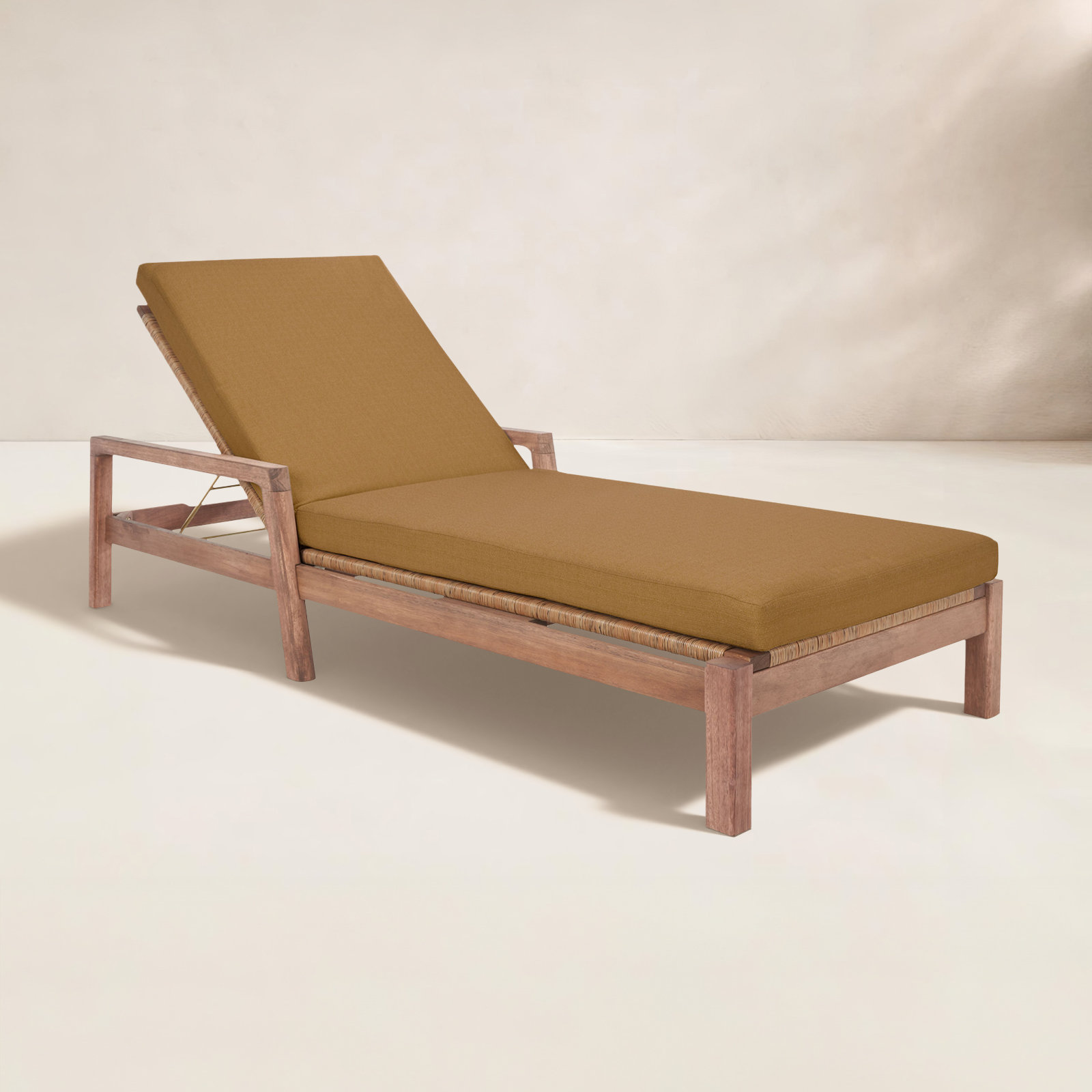 Nicholson 32" Eucalyptus Patio Chaise Lounge, Brown