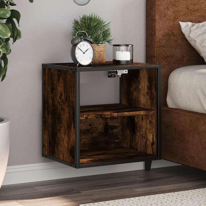 40 cm W Bedside Table, Smoked Oak, 2