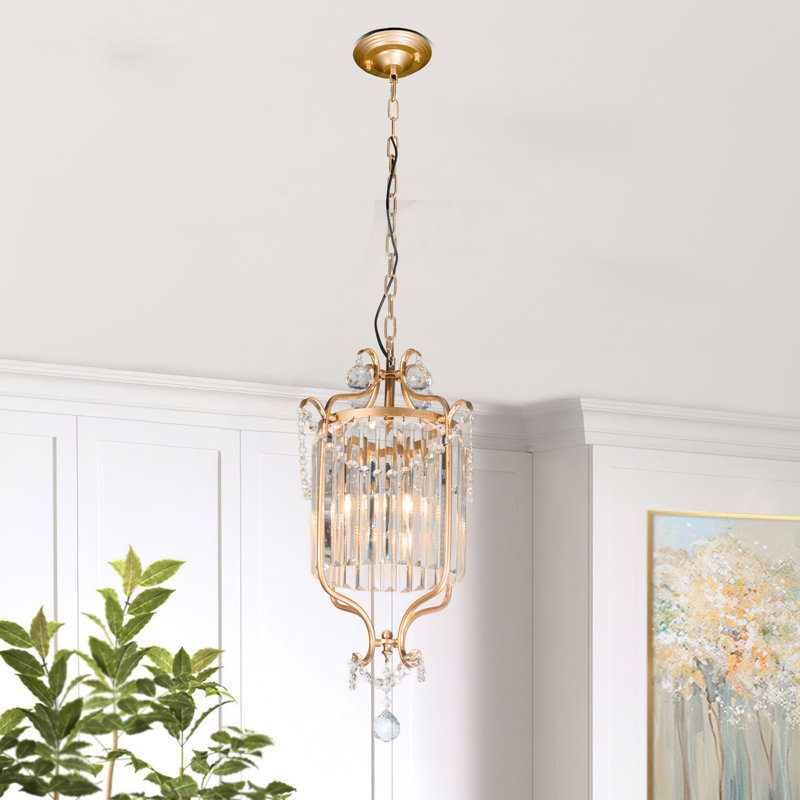  Lustre en cristal de luxe de 13,7 pouces, luminaire suspendu moderne à tête simple en or