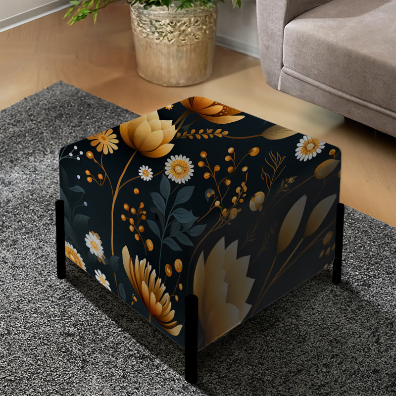 Motif floral orange bohème chic - repose-pieds carré floral