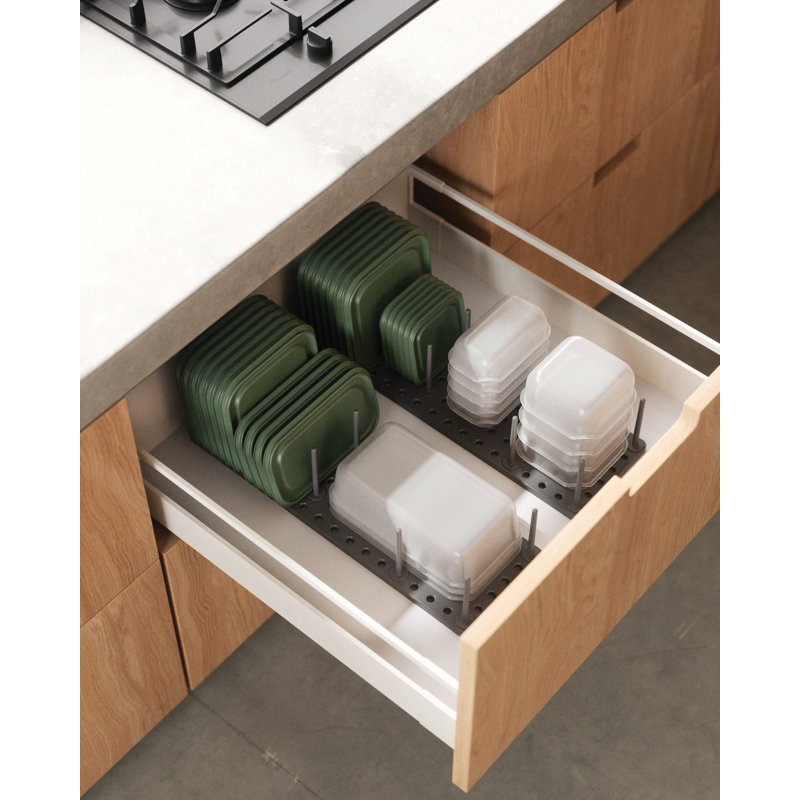 Charcoal Adjustable 2-Piece Drawer Organizer Set