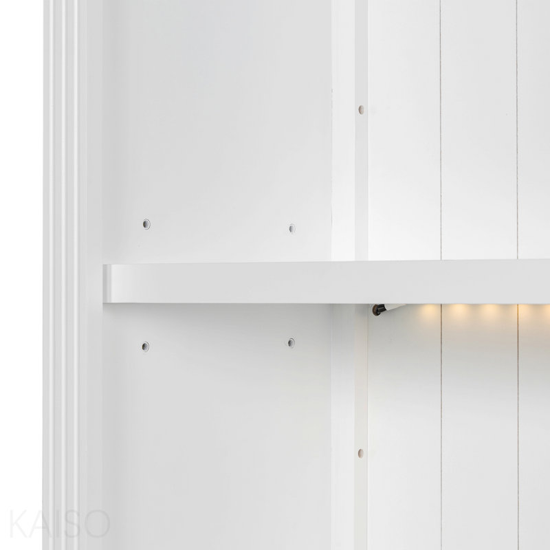 Bibliothèque de 83,4 po de hauteur avec éclairage à DEL, bibliothèque moderne avec 2 portes en verre et 1 tiroir de rangement avec tablettes ouvertes pour le bureau à domicile