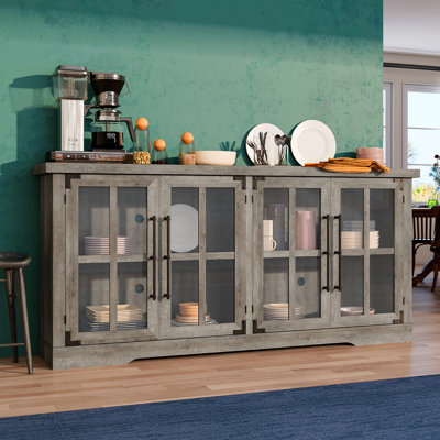 63" Farmhouse TV stand with Glass Doors
