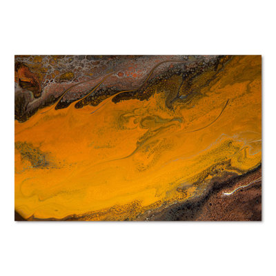 Orange et vagues de marbre noir - peinture sur toile