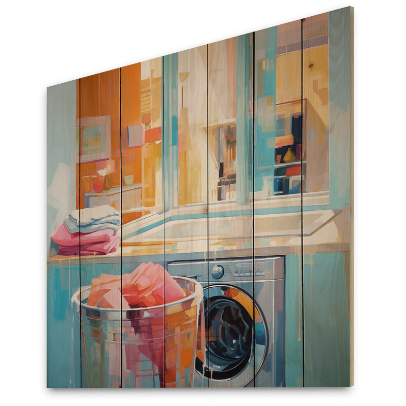 Jannatpreet Laundry Abstract Reflections I on Wood Print, H 25 po x l 25 po x P 0,78 po