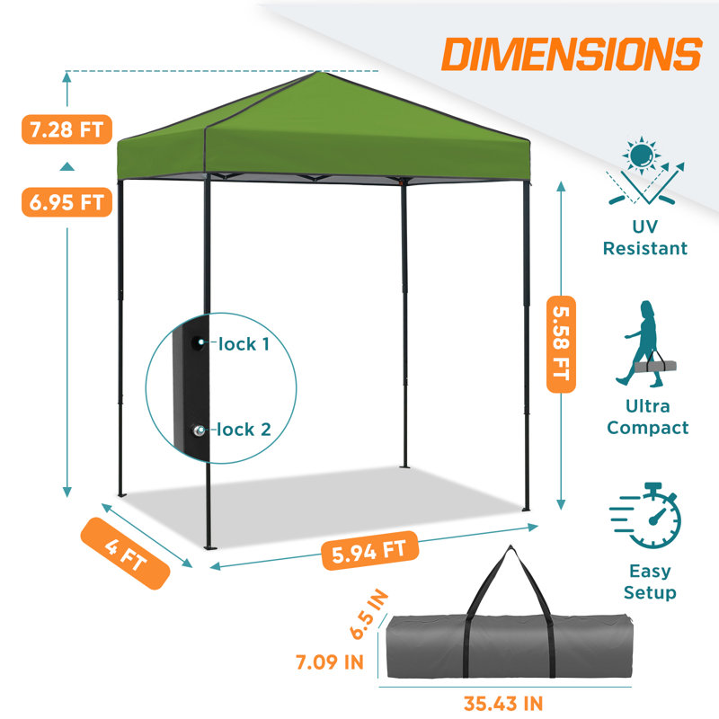 6x4 Canopy Tent, Heavy Duty Pop up Canopy with Carry Bag, Grass Green