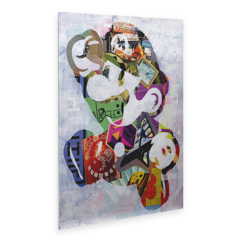 Art flottant en aluminium brossé Artpoptart «Mario»