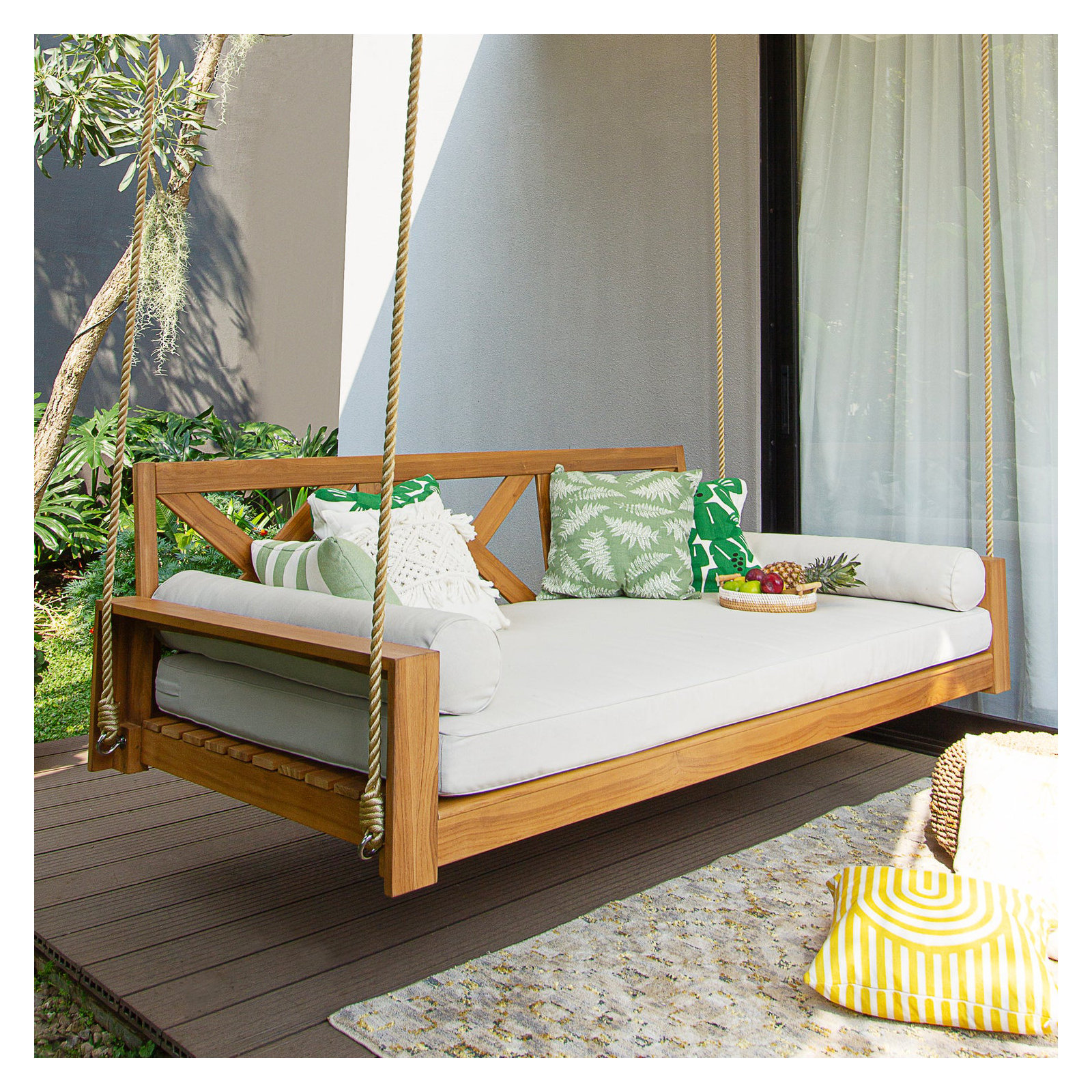 Peralta Teak Porch Swing Bed
