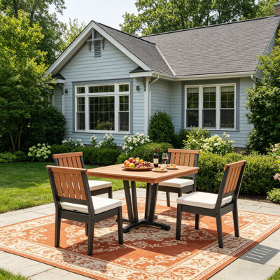 Eastlake 41.6'' Square HDPE Patio Dining Set, 5-Piece Outdoor Furniture with Armchairs & Aluminum Legs