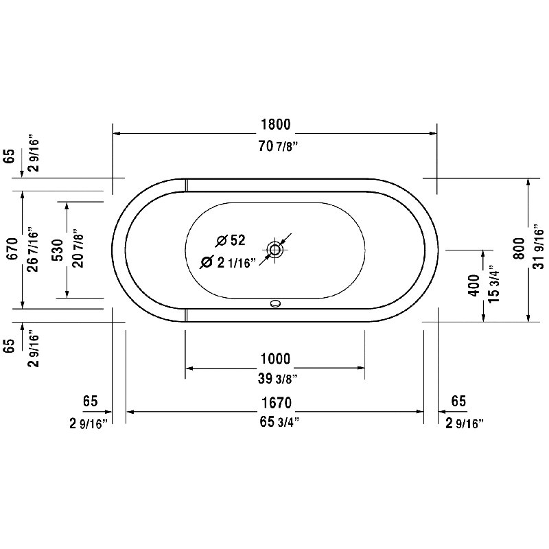 Starck 71" x 32" Freestanding Soaking Bathtub