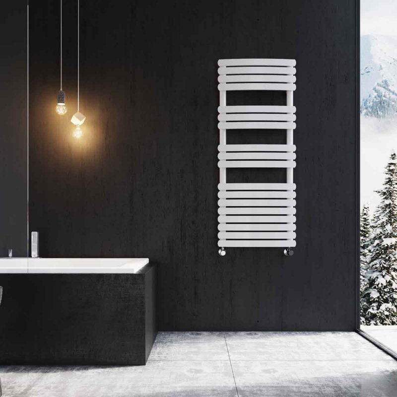 Brussel Straight Towel Rail Heated Towel Rails, White, 1200mm H x 500mm W
