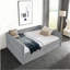 Canapé-lit capitonné avec deux tiroirs, grand lit de jour, tissu Boucle, gris (88 po x 65,5 po x 29,5 po)-492886224