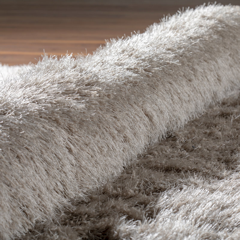Tapis gris clair fait à la main Petrey, Rectangle 5 pi x 7 pi 6 po