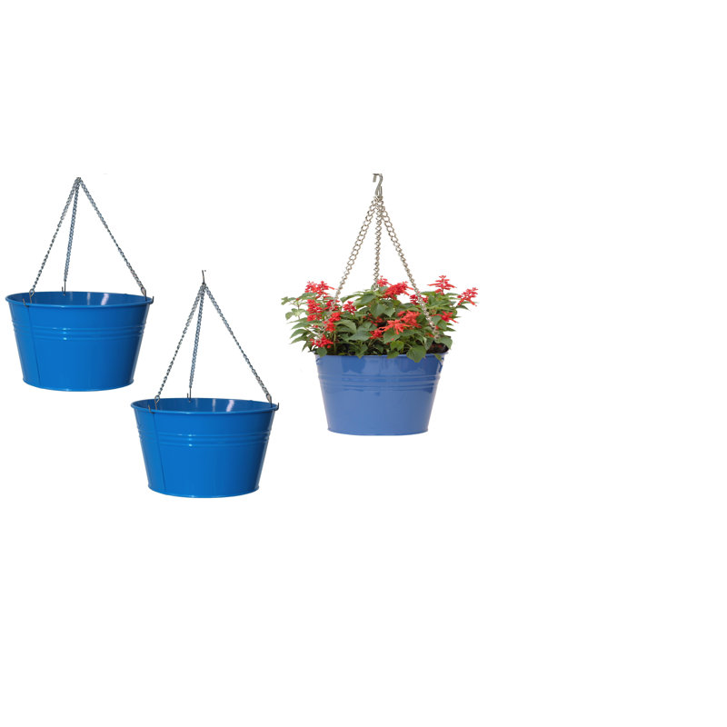 Jardinière suspendue en acier galvanisé émaillé S / 3, Bleu