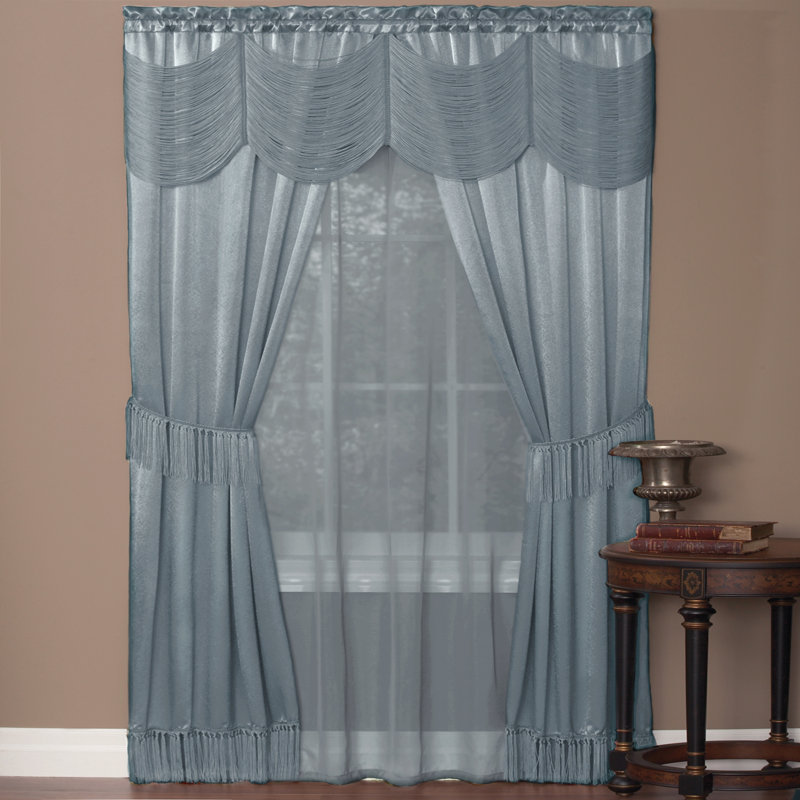 Mortimer Semi Sheer Curtain Pair, 56" W x 63" L, Ivory