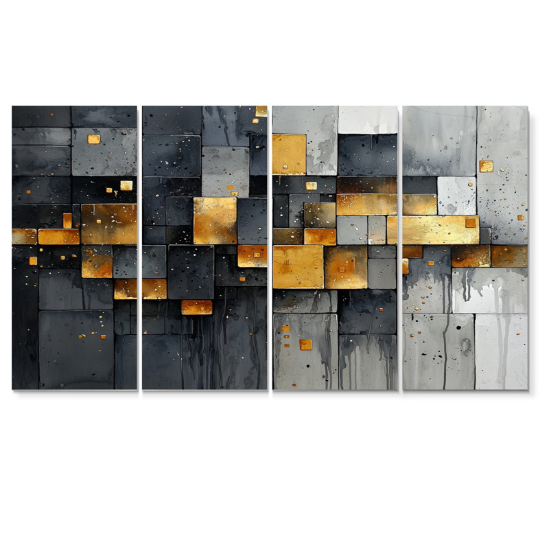 «Geometric Pulse Optic Ar VII» - art mural Pulse - art mural moderne sur toile, 4, H 32 po x l 64 po