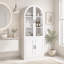 Armoire de salle de bain autoportante à dessus arqué avec portes et tablettes réglables