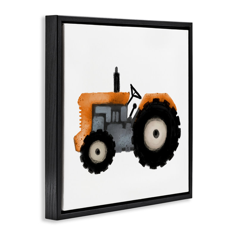 "Farm Tractor", encadrée par Elizabeth Medley, Cadre flottant noir de jais, H 18 po x l 18 po