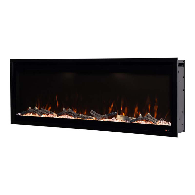 Modern Ember 72-Inch Black Smart Linear Electric Fireplace with LED Flames