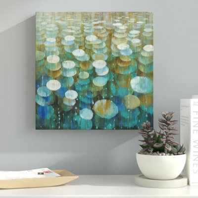 « pluie gouttes », reproduction sur toile tendue en bleu/brun
