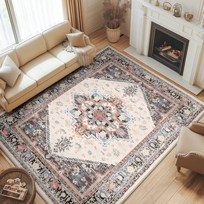 Tapis antidérapants lavables à la machine pour le salon / la chambre à coucher - kaki / brun / beige