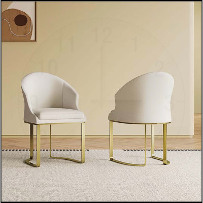 Modern PU - Leather Chairs with Sturdy Metal Legs and Backrest, Ideal for Living and Dining Rooms, Set of Two for Enhanced Comfort and Style