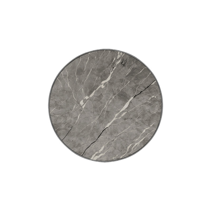 Tapis gris soyeux et moelleux, Rond 8 pi