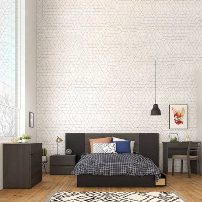 Lit en bois avec rangement (noir), Complète, Noir