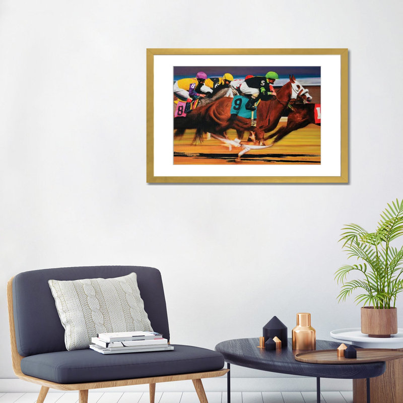 «The Horse Race», impression d'art mural encadrée, 32 po x 24 po, Framed Paper, Doré