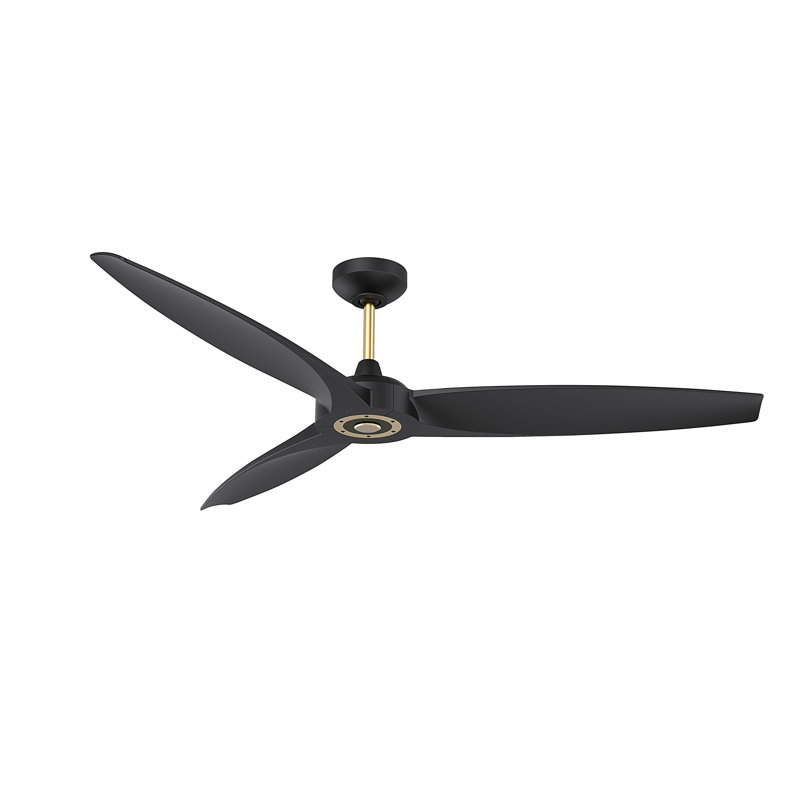 Ventilateur de plafond 56 po avec lumières DEL STELTRA, Noir mat / laiton Olican