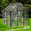 Serre de plain-pied 6 po x 6 pi - Polycarbonate noir, porte coulissante robuste toutes saisons, drainage de l'eau, polycarbonate de protection noir, toit réglable pour embellissement de la cour, base galvanisée