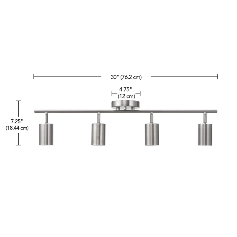 Sarva 30'' 4 -Light Fixed Track Track Kit with Dimmable and Adjustable Head, Brushed Nickel, Brushed Nickel