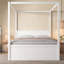 Lit plateforme à baldaquin double avec lit gigogne simple, 3 tiroirs de rangement, tête de lit, blanc-1864271230