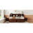 Antique Brown Wooden Captain Bed With Storage, 4 Drawers, 2 Cabinets In Full Size Storage Drawer, Cabinet And Built-In Shelving Brownish Tone