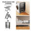 Étendoir à linge pliable noir de grande capacité JOBOS avec roues, hauteur de séchage réglable, trous coupe-vent et étagère à chaussures.