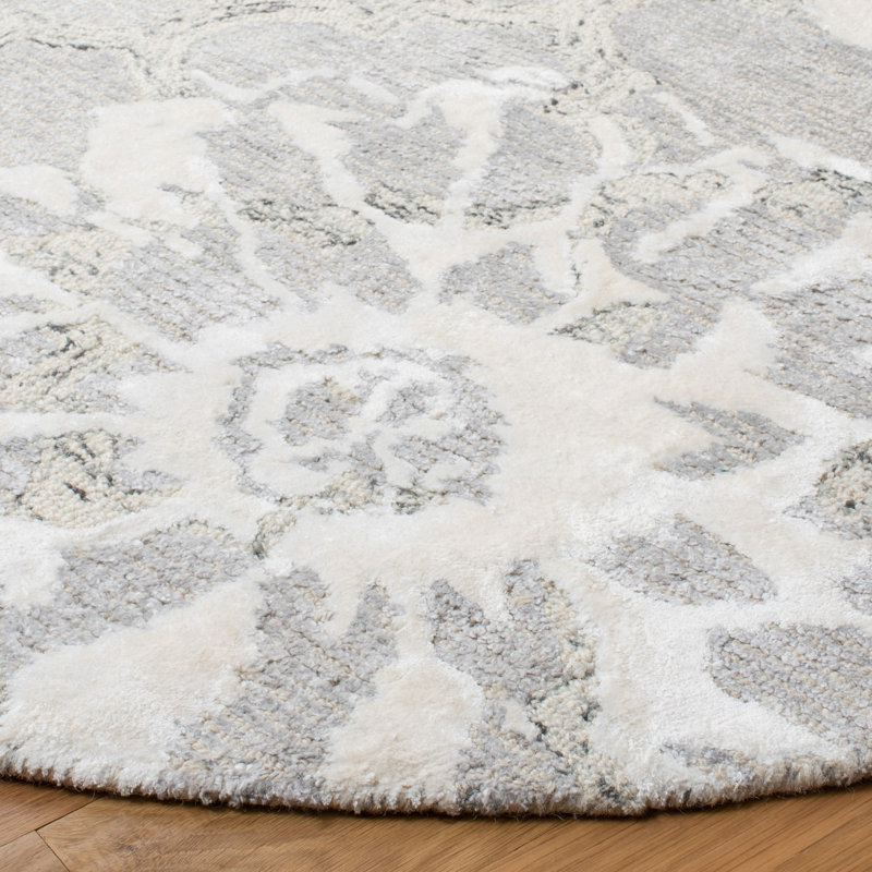 Tapis argenté en laine / viscose touffeté à la main Aholla, Rectangle 8 pi x 10 pi