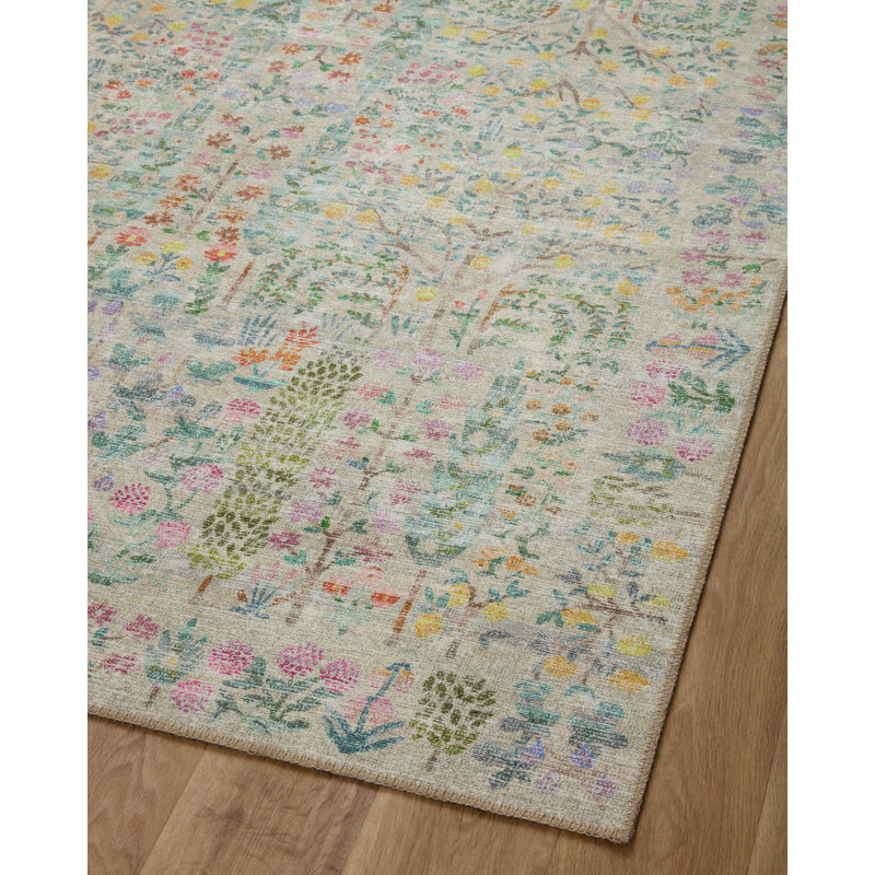 Rifle Paper Co. X Loloi Maison Grove Khaki Area Rug, Runner 2'6" x 7'6"