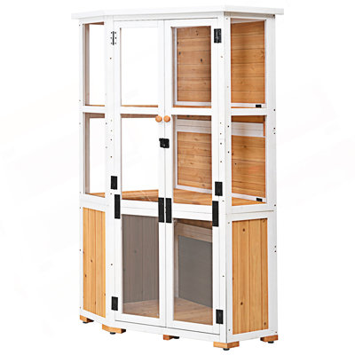 Garden Storage Cabinet, Outdoor Tool Storage Shed, Mini Greenhouse Cold Frame With Waterproof-Roof, Accent Cabinet