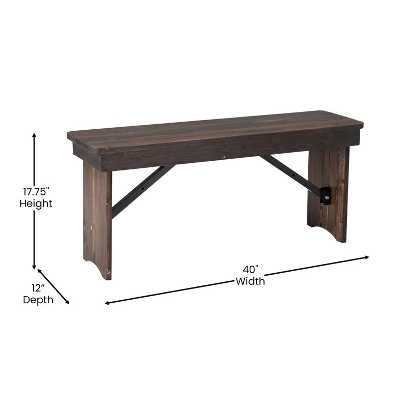 Banc pliable en pin massif de qualité commerciale Dejon 40 po x 12 po par Flash Furniture, Acajou