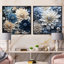 «Dahlia Blossom Delight» bleu et blanc - ensemble de 2 collages carrés Dahlia
